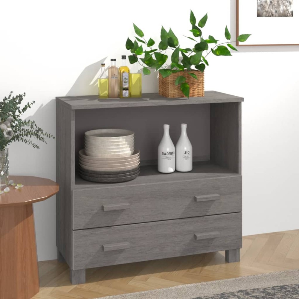 vidaXL Ντουλάπι HAMAR Αν. Γκρι 85 x 35 x 80 εκ. από Μασίφ Ξύλο Πεύκου
