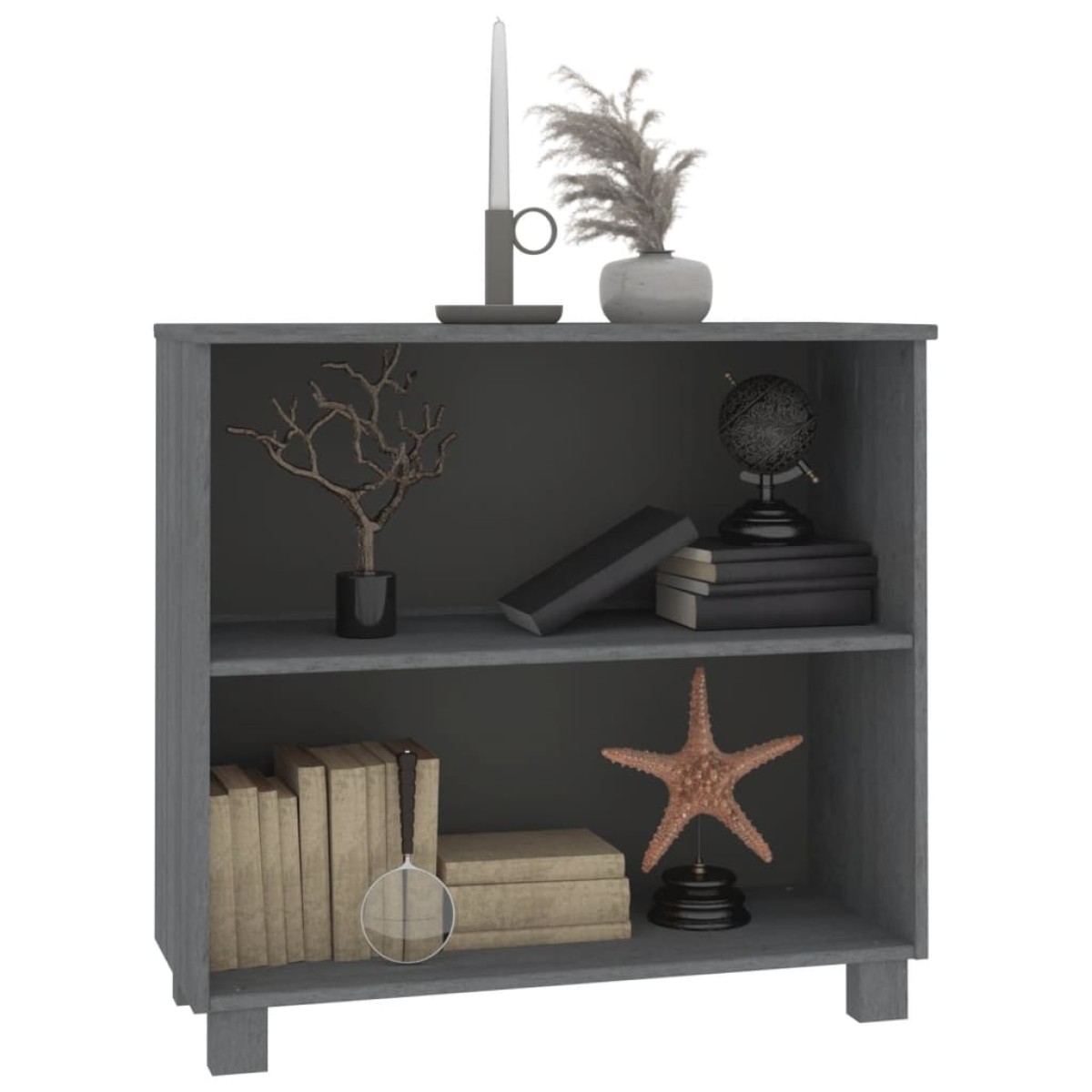 vidaXL Ντουλάπι HAMAR Σκ. Γκρι 85 x 35 x 80 εκ. από Μασίφ Ξύλο Πεύκου