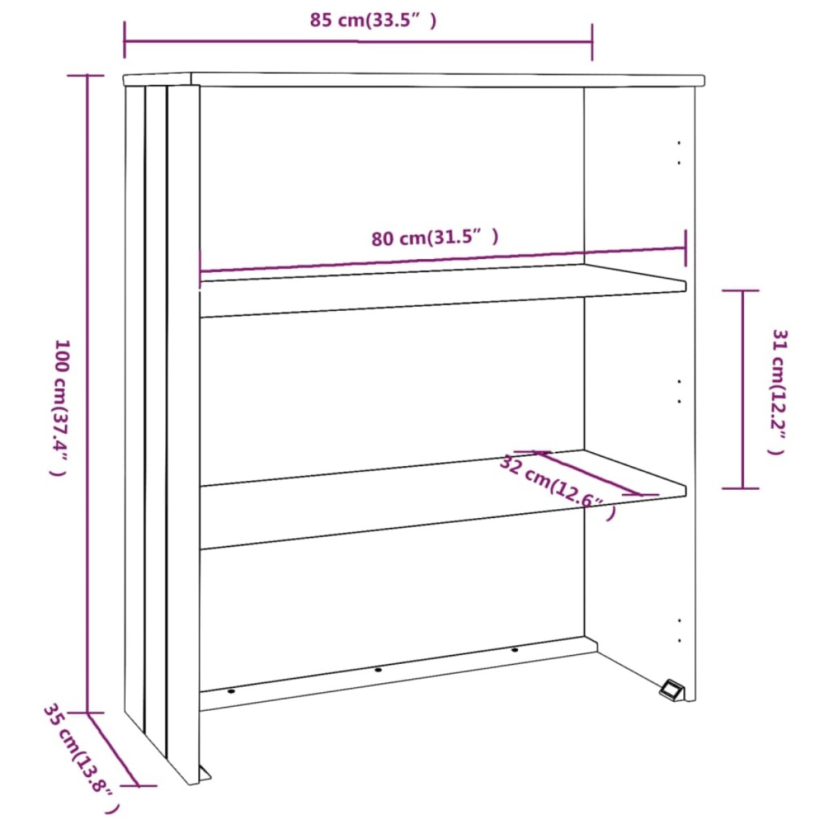 vidaXL Πάνω Μέρος για Ντουλάπι HAMAR Μελί 85 x 35 x 100εκ. Ξύλο Πεύκου