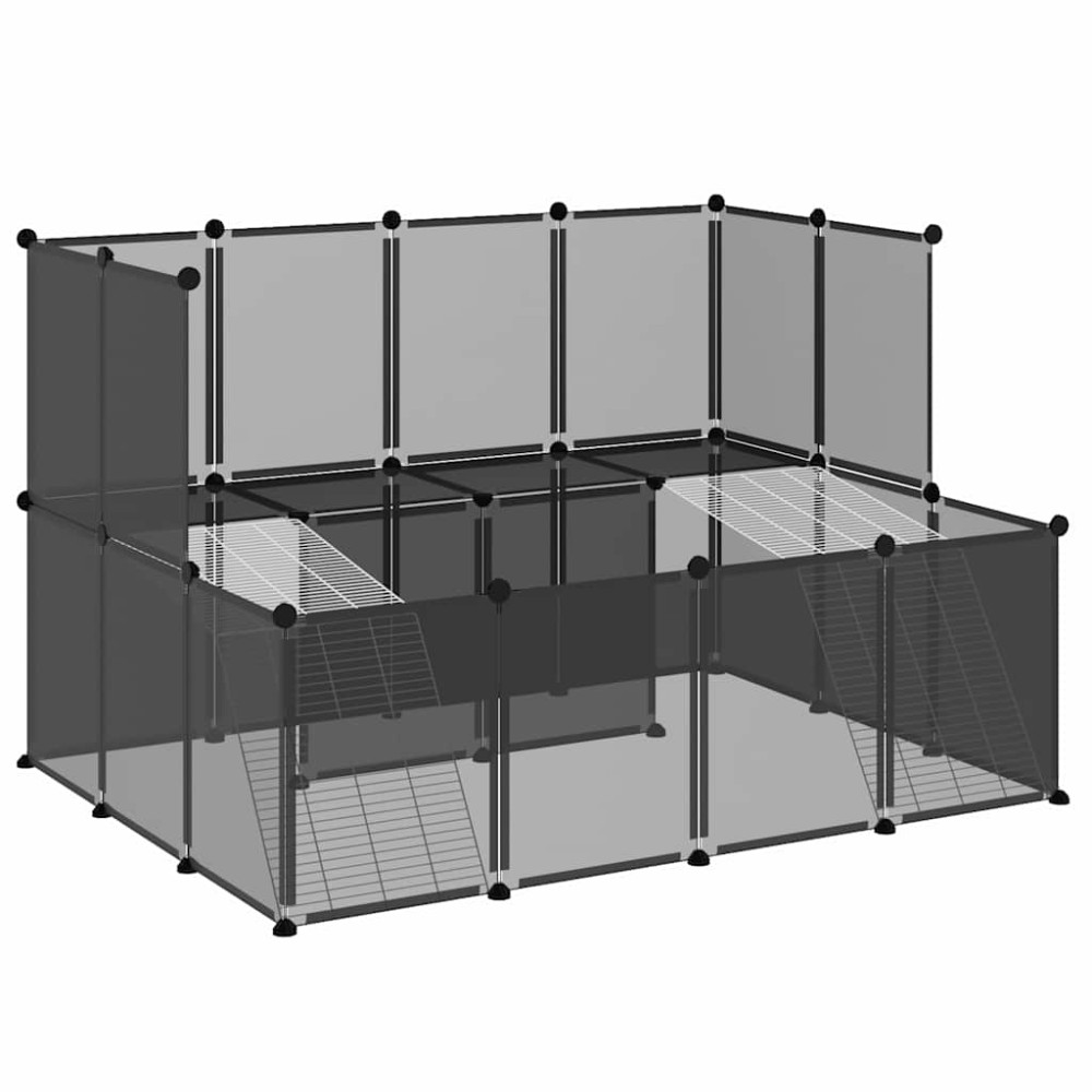 vidaXL Κλουβί Μικρών Ζώων Μαύρο 143x107x93 εκ. Πολυπροπυλένιο & Ατσάλι
