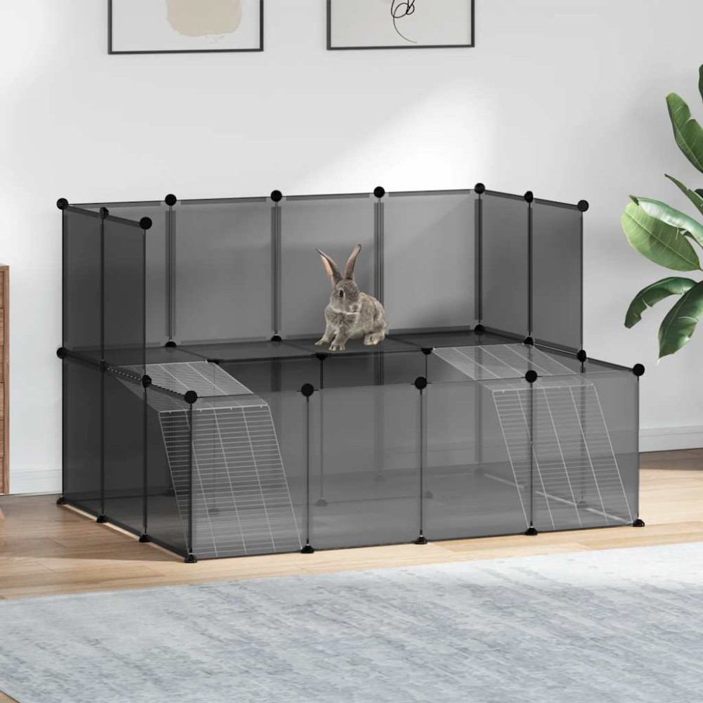 vidaXL Κλουβί Μικρών Ζώων Μαύρο 143x107x93 εκ. Πολυπροπυλένιο & Ατσάλι