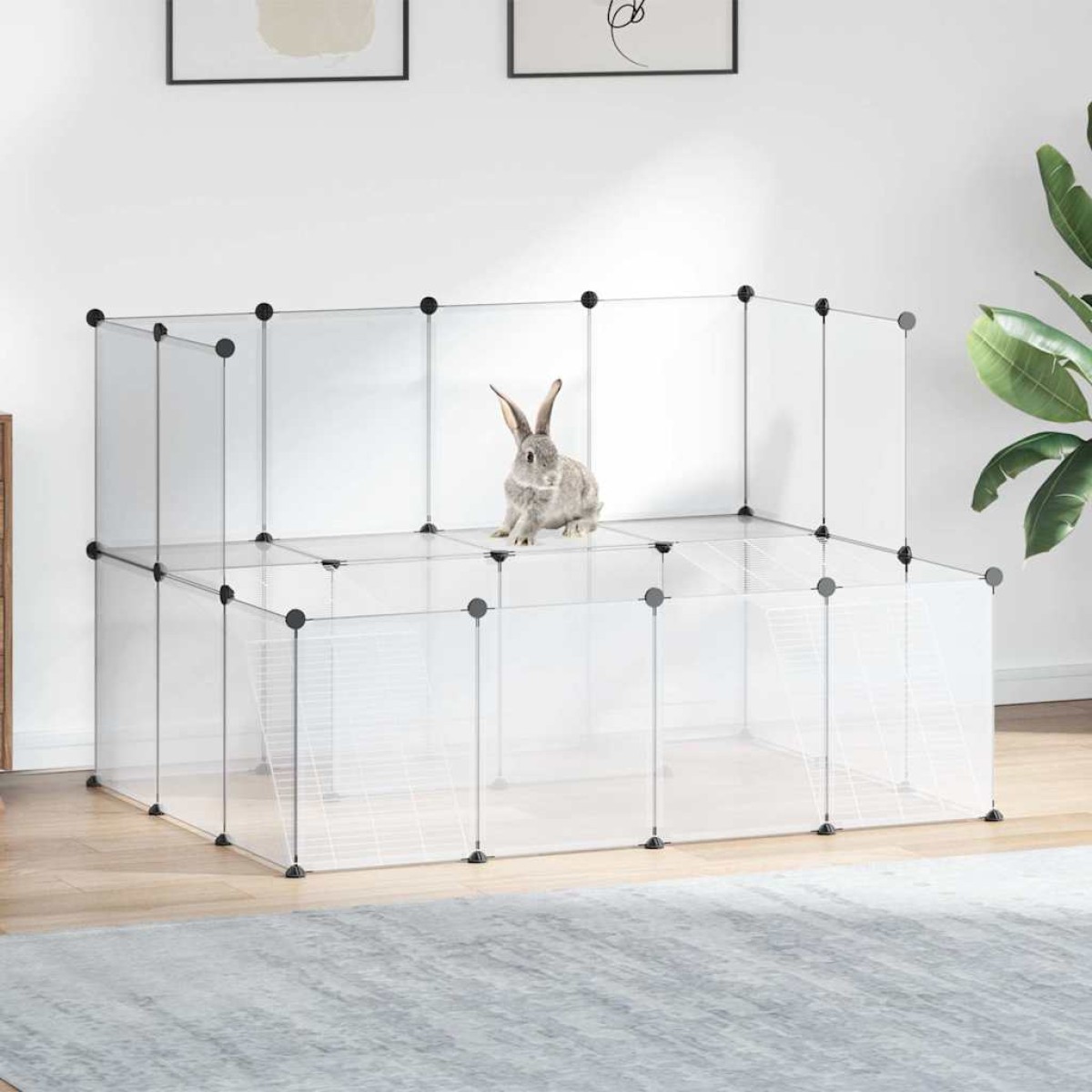 vidaXL Κλουβί Μικρών Ζώων Διαφανές 143x107x93 εκ Πολυπροπυλένιο&Ατσάλι
