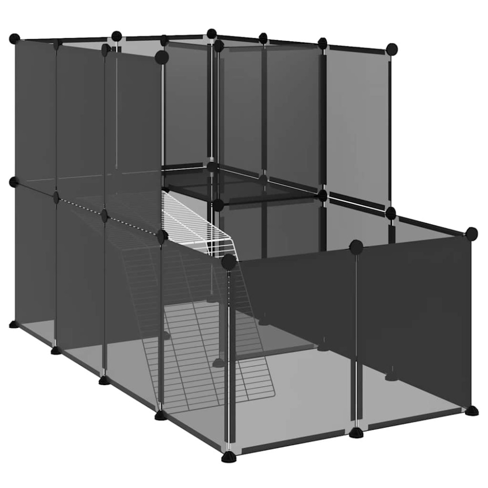 vidaXL Κλουβί Μικρών Ζώων Μαύρο 142x74x93 εκ. Πολυπροπυλένιο/Ατσάλι