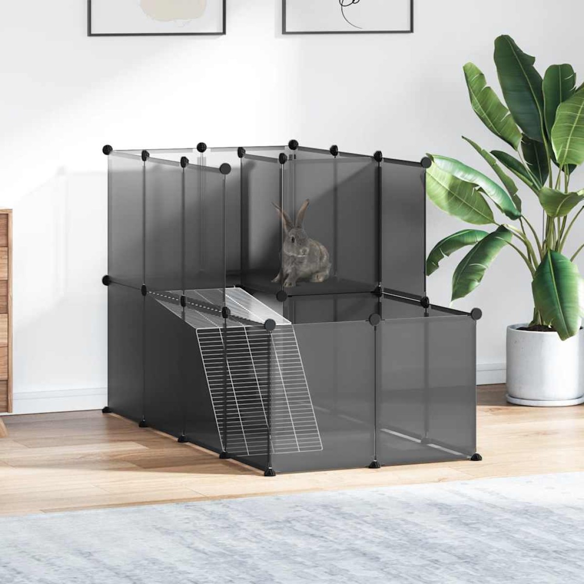 vidaXL Κλουβί Μικρών Ζώων Μαύρο 142x74x93 εκ. Πολυπροπυλένιο/Ατσάλι