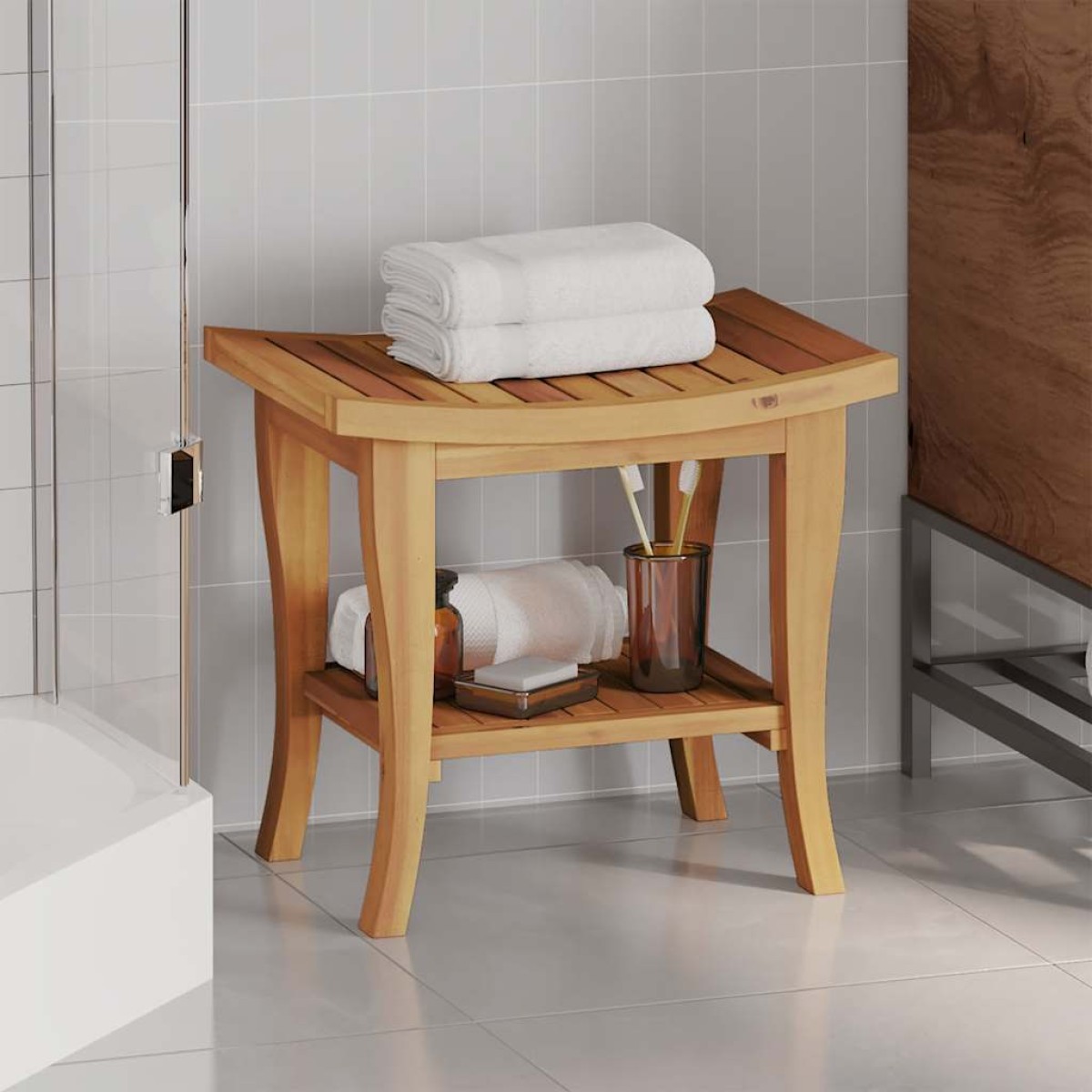 vidaXL Τραπέζι Βοηθητικό Μπάνιου 50 x 35 x 45 εκ. από Μασίφ Ξύλο Teak