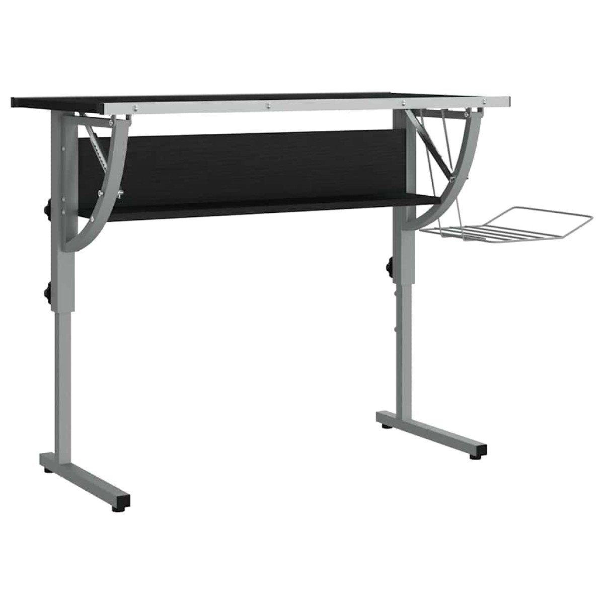 vidaXL Γραφείο Χειροτ. Μαύρο/Γκρι 110x53x(58-87) εκ. Επ. Ξύλο&Ατσάλι