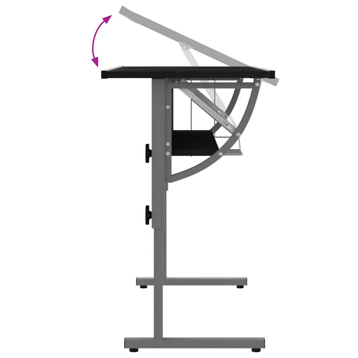 vidaXL Γραφείο Χειροτ. Μαύρο/Γκρι 110x53x(58-87) εκ. Επ. Ξύλο&Ατσάλι