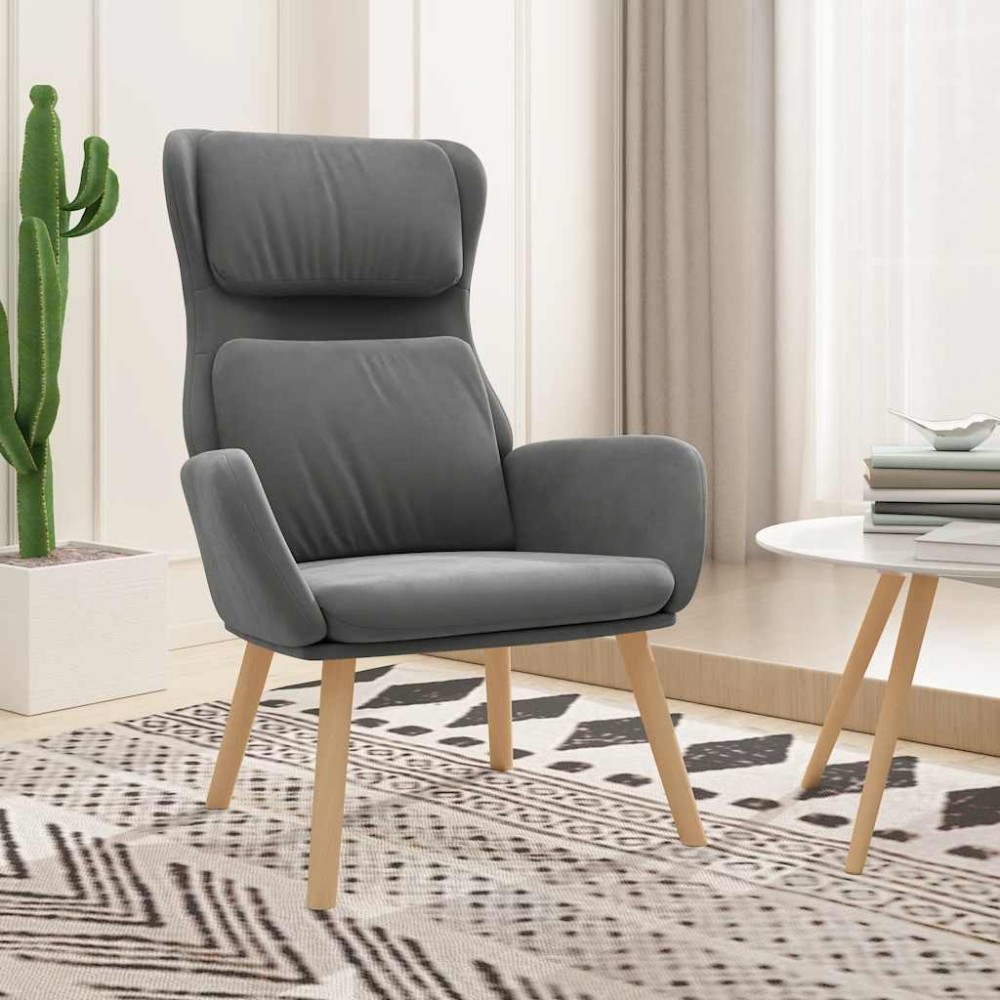 vidaXL Πολυθρόνα Relax Σκούρο Γκρι Βελούδινη