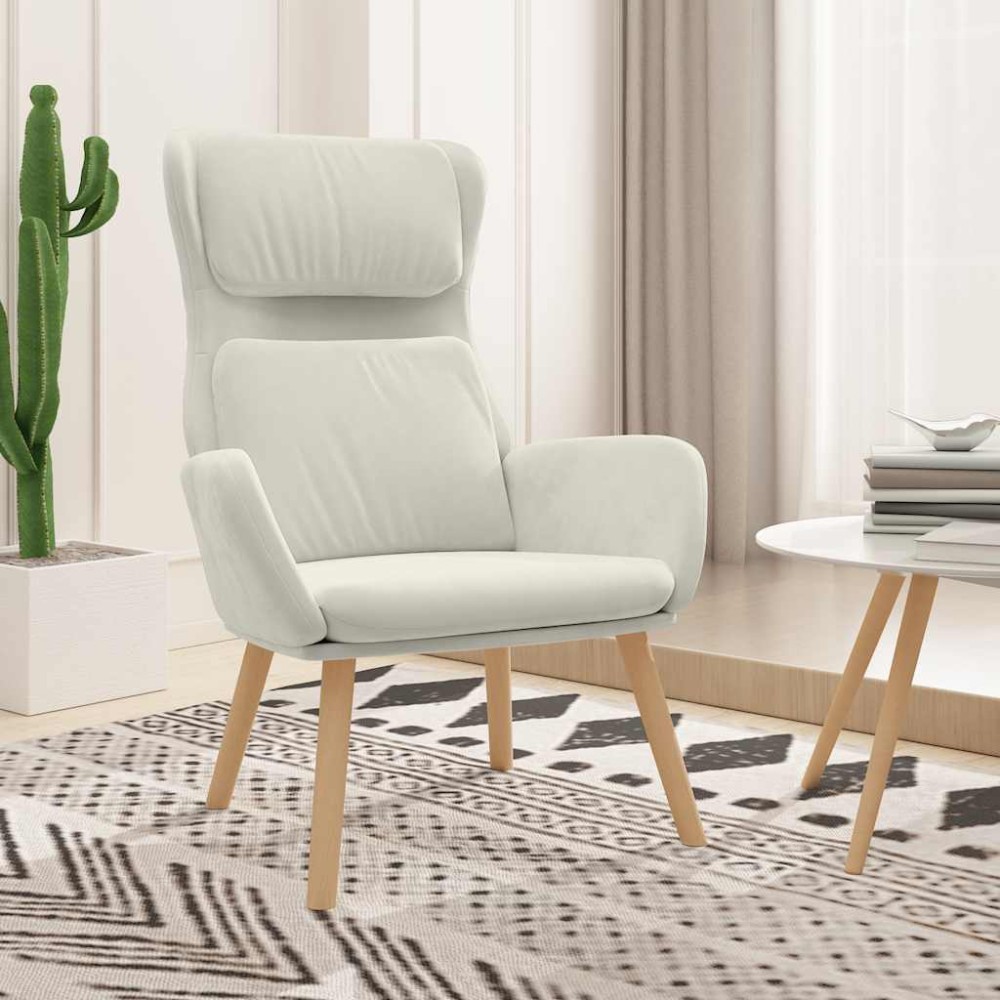 vidaXL Πολυθρόνα Relax Λευκό Κρεμ Βελούδινη