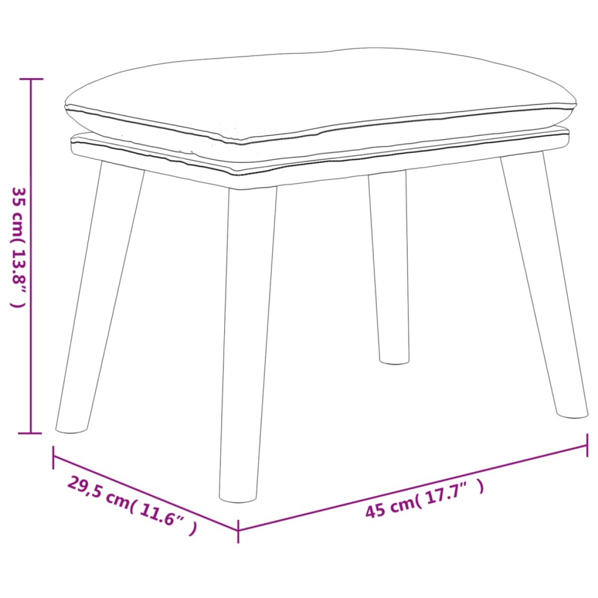 vidaXL Υποπόδιο Μπορντό 45x29,5x35 εκ. Βελούδινο