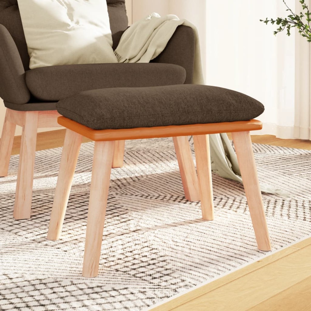 vidaXL Υποπόδιο Καφέ 45x29,5x35 εκ. Ύφασμα & Συνθετικό Δέρμα