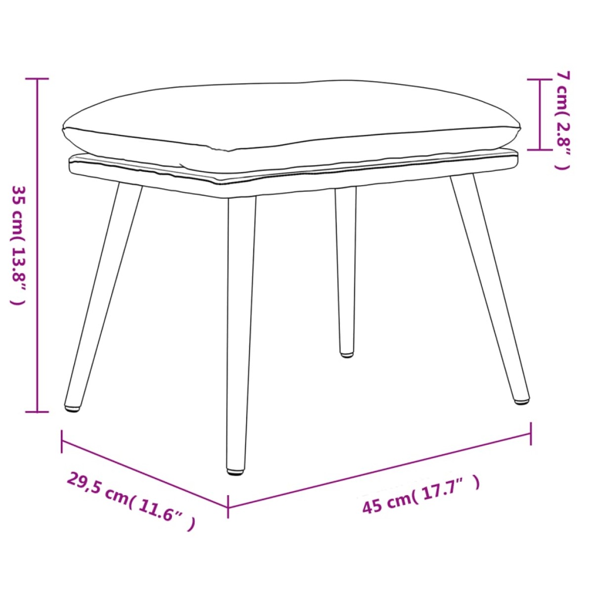 vidaXL Υποπόδιο Μπλε 45x29,5x35 εκ. Ύφασμα & Συνθετικό Δέρμα