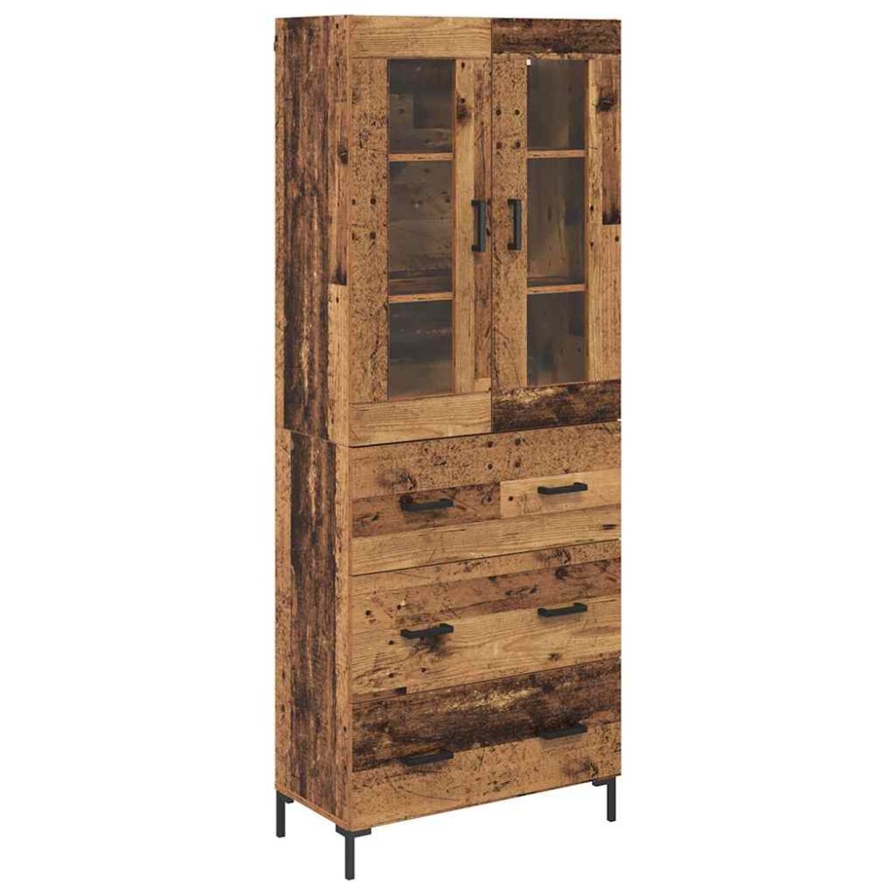 vidaXL Highboard με συρτάρι 2 pcs Παλιό ξύλο Επεξεργασμένο ξύλο