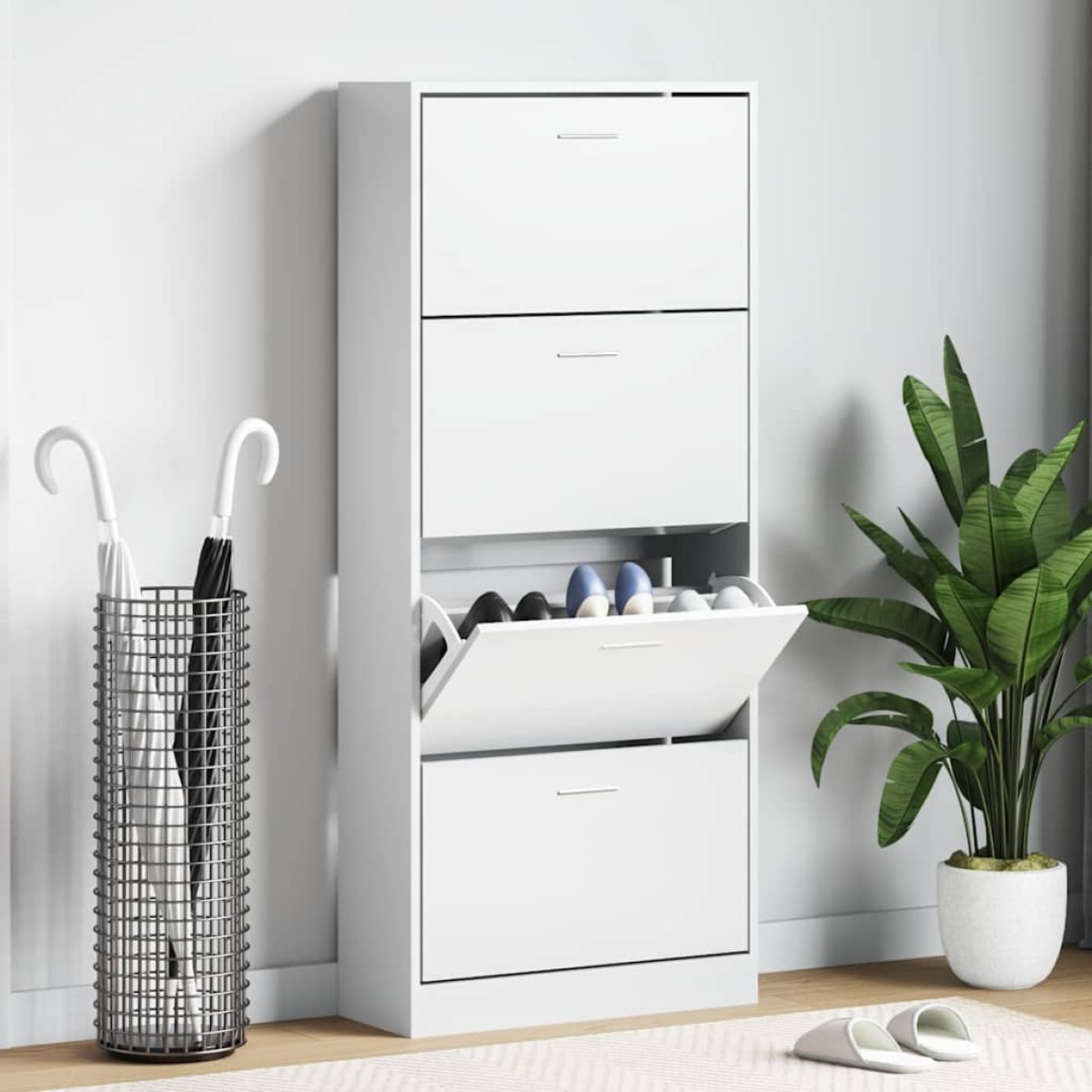vidaXL Παπουτσοθήκη Λευκή 63 x 24 x 147 εκ. από Επεξεργασμένο Ξύλο