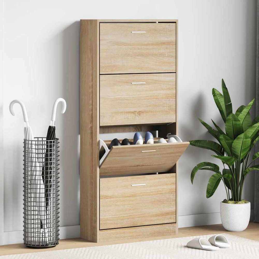 vidaXL Παπουτσοθήκη Sonoma Δρυς 63x24x147 εκ. από Επεξεργασμένο Ξύλο