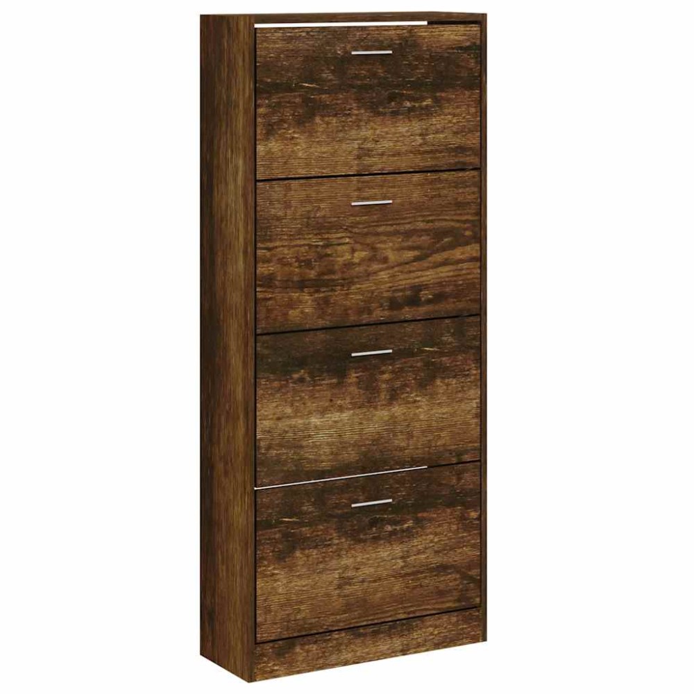 vidaXL Παπουτσοθήκη Καπνιστή Δρυς 63x24x147 εκ. από Επεξεργασμένο Ξύλο