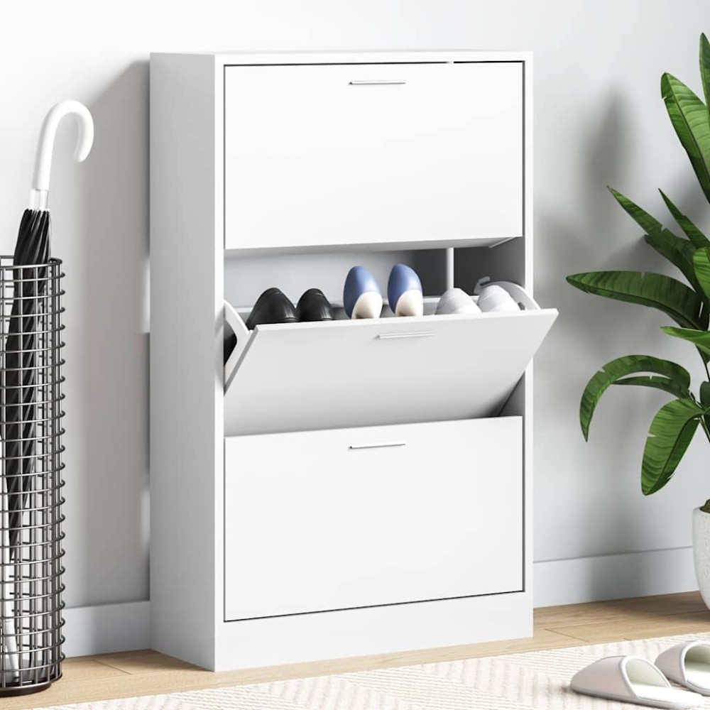 vidaXL Παπουτσοθήκη Λευκή 63x24x103 εκ. από Επεξεργασμένο Ξύλο