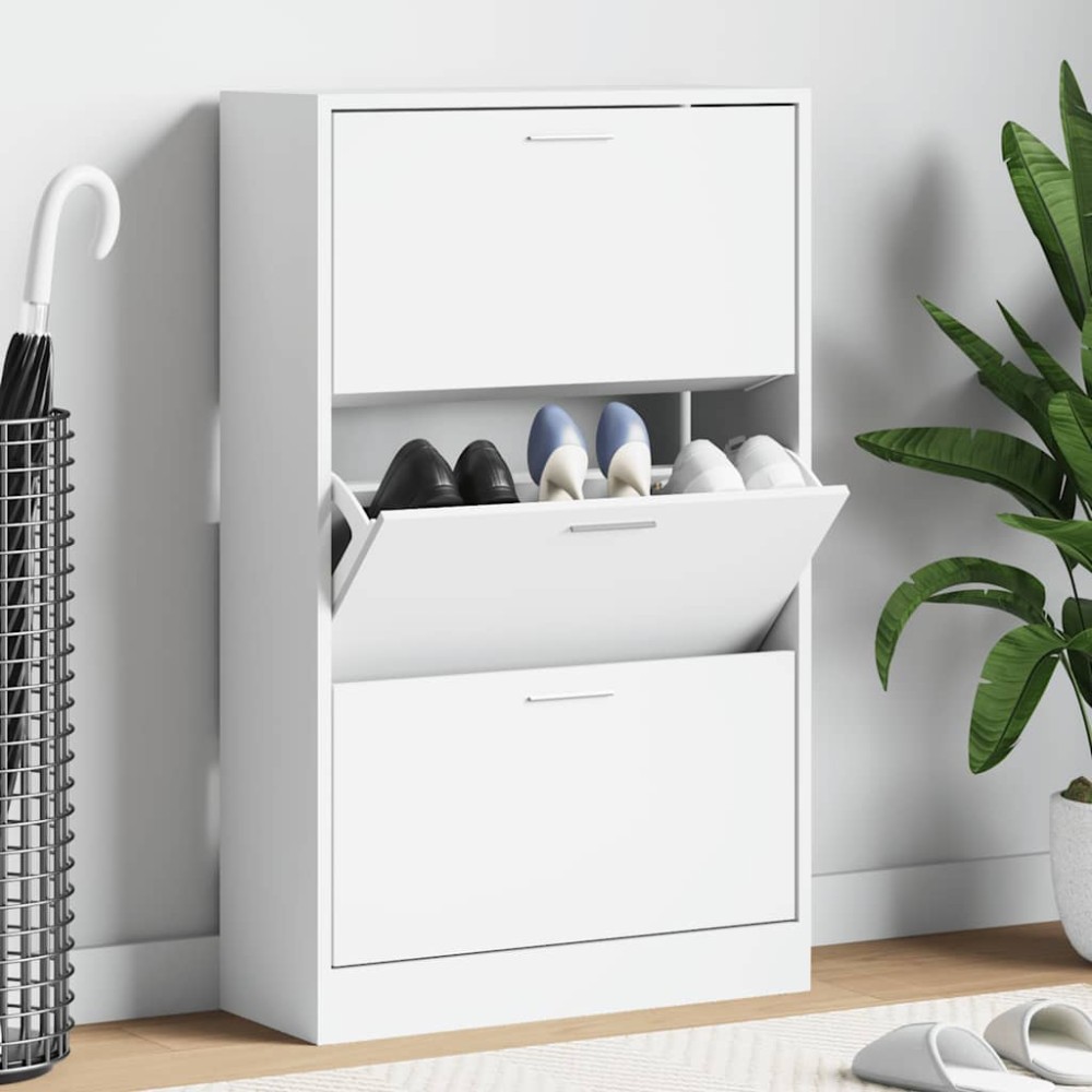 vidaXL Παπουτσοθήκη Γυαλιστερό Λευκό 63x24x103 εκ. Επεξεργασμένο Ξύλο