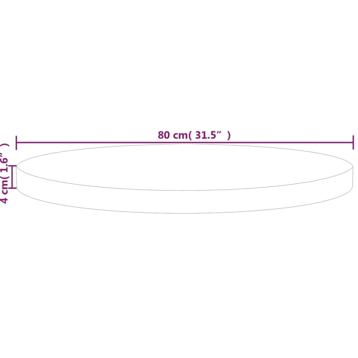 vidaXL Επιφάνεια Τραπεζιού Στρογγυλή Ø80x4 εκ. Μασίφ Ξύλο Δρυς