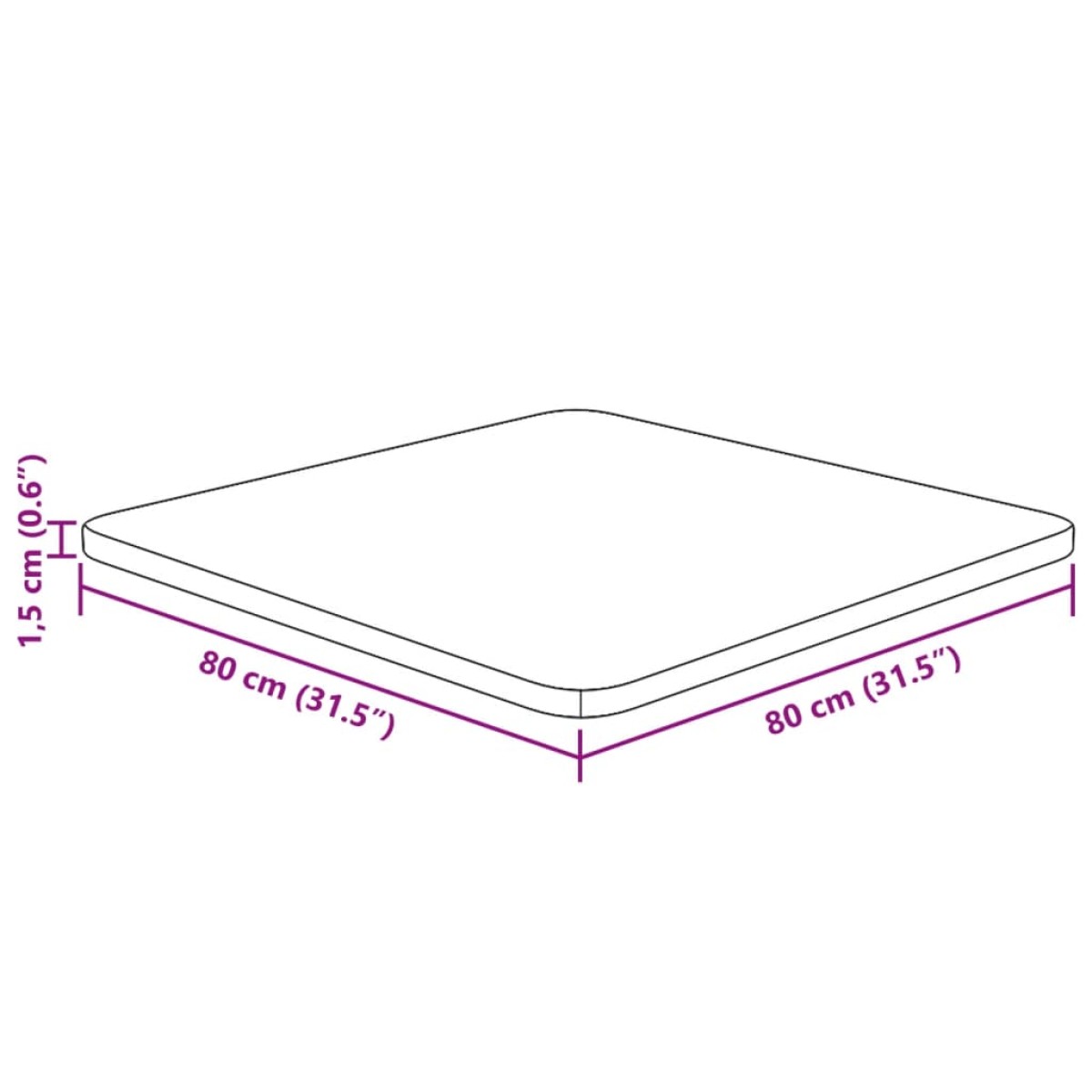 vidaXL Επιφάνεια Τραπεζιού Τετράγωνη Σκ. Καφέ 80x80x1,5 εκ. Ξύλο Δρυς