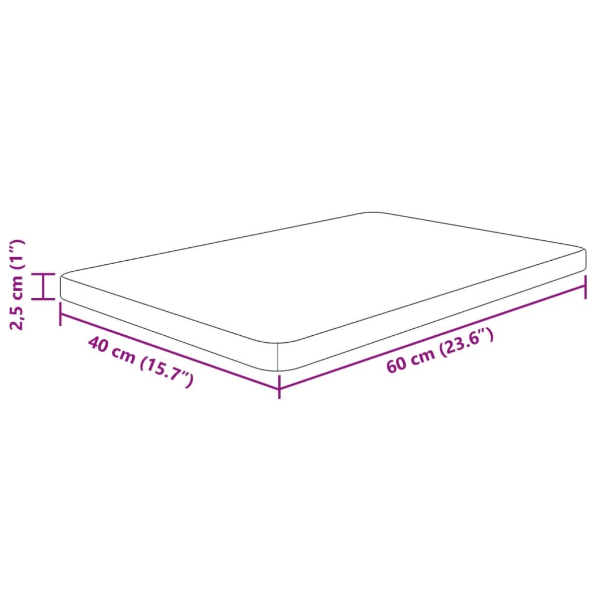 vidaXL Πάγκος Μπάνιου Αν. Καφέ 60 x 40 x 2,5 εκ. Επεξ. Μασίφ Ξύλο