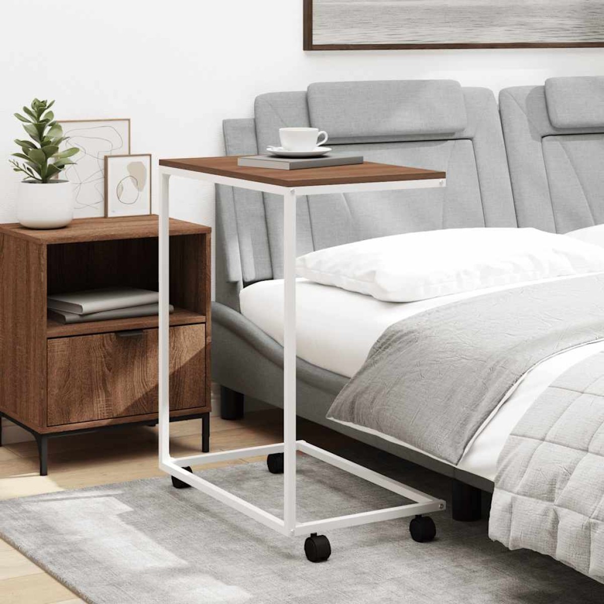 vidaXL Βοηθητικό Τραπέζι με Ρόδες Λευκό 55 x 35 x 70 εκ. Επεξ. Ξύλο