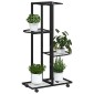 vidaXL Βάση Λουλουδιών 4 Επιπέδων με Ρόδες 44x23x80 εκ. Μαύρη Σίδερο