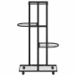 vidaXL Βάση Λουλουδιών 4 Επιπέδων με Ρόδες 44x23x80 εκ. Μαύρη Σίδερο