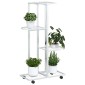 vidaXL Βάση Λουλουδιών 4 Επιπέδων με Ρόδες 44x23x80 εκ. Λευκή Σίδερο