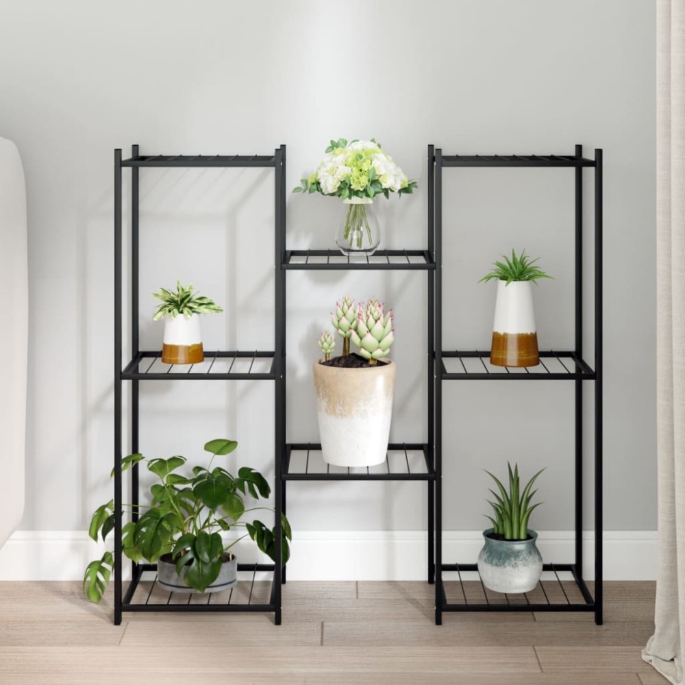 vidaXL Βάση Λουλουδιών Μαύρη 83 x 25 x 80 εκ. Σιδερένια