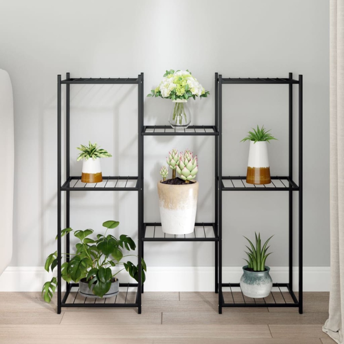 vidaXL Βάση Λουλουδιών Μαύρη 83 x 25 x 80 εκ. Σιδερένια