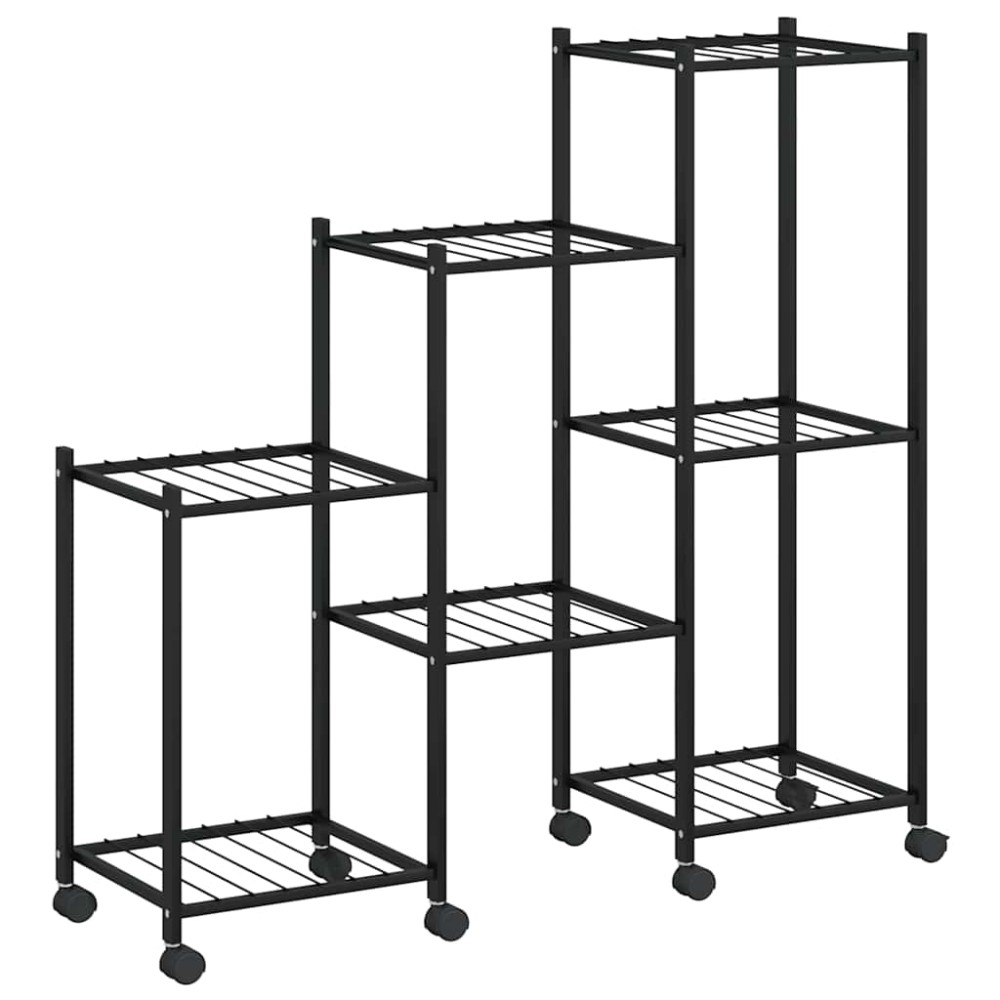 vidaXL Βάση Λουλουδιών με Ρόδες 83 x 25 x 83,5 εκ. Μαύρη Σιδερένια
