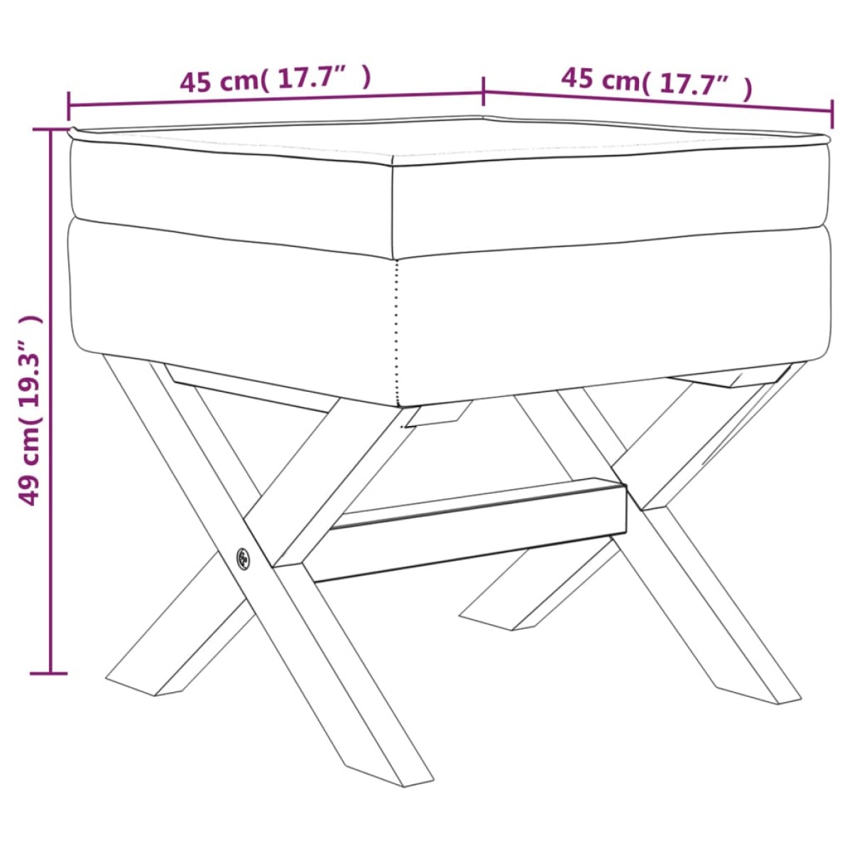 vidaXL Σκαμπό Αποθήκευσης Σκούρο Γκρι 45 x 45 x 49 εκ. Βελούδινο