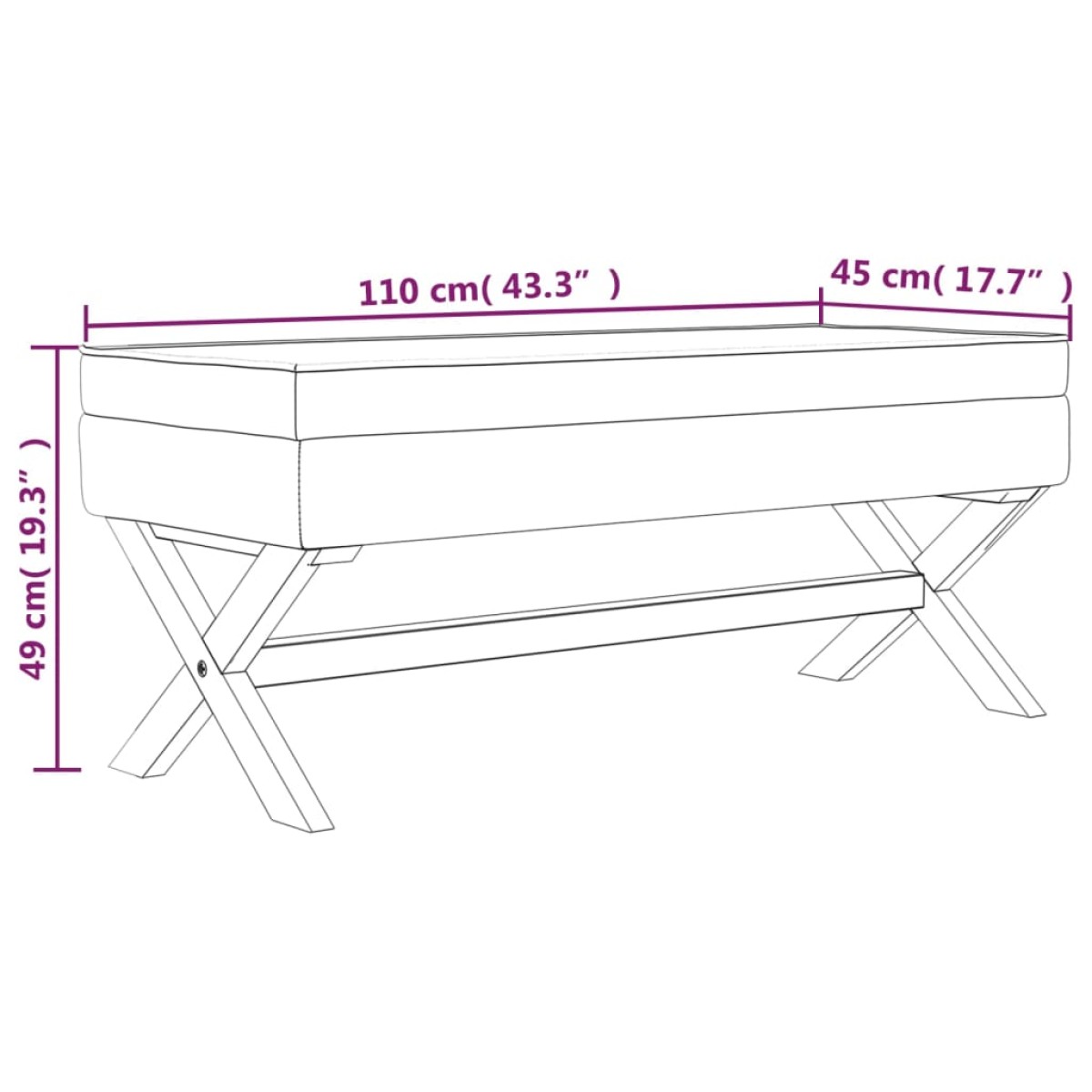 vidaXL Πάγκος Αποθήκευσης Μπεζ 110 x 45 x 49 εκ. Λινός