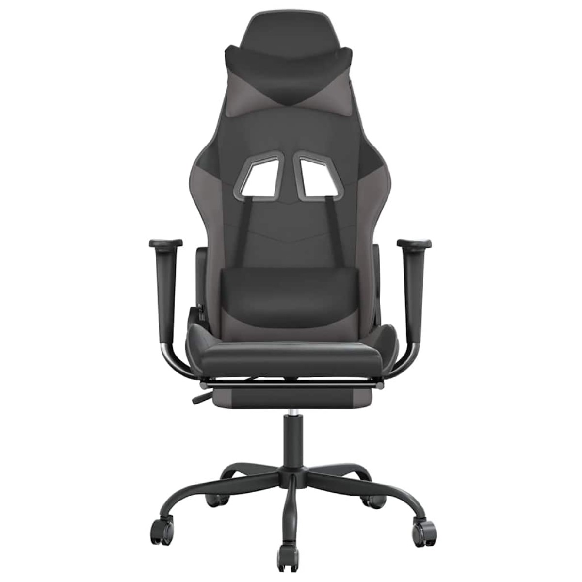vidaXL Καρέκλα Gaming Μασάζ Υποπόδιο Μαύρο&Γκρι από Συνθετικό Δέρμα