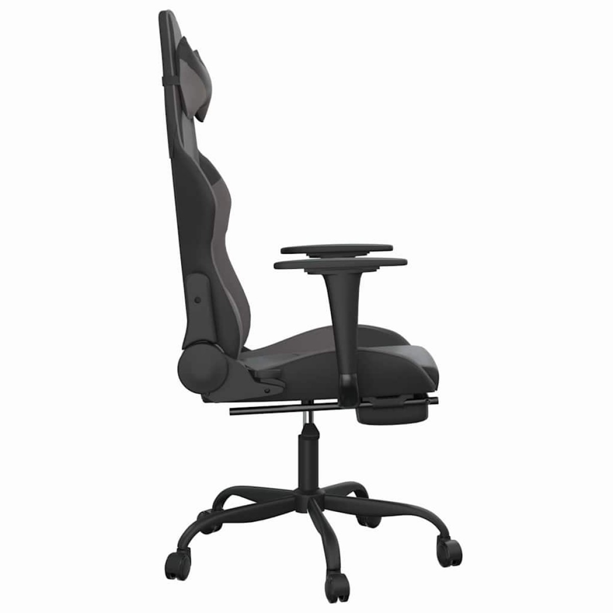 vidaXL Καρέκλα Gaming Μασάζ Υποπόδιο Μαύρο&Γκρι από Συνθετικό Δέρμα