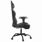 vidaXL Καρέκλα Gaming Μασάζ Υποπόδιο Μαύρο&Γκρι από Συνθετικό Δέρμα