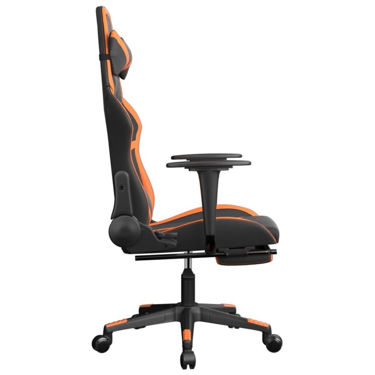vidaXL Καρέκλα Gaming Μασάζ Υποπόδιο Μαύρο Πορτοκαλί Συνθετικό Δέρμα