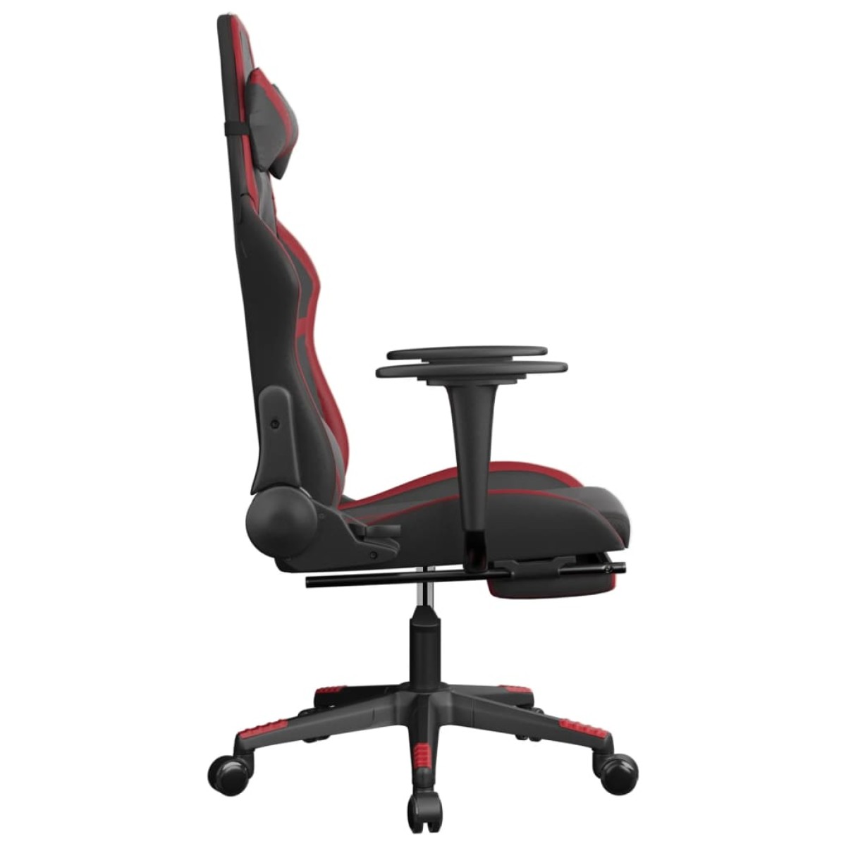 vidaXL Καρέκλα Gaming Μασάζ Υποπόδιο Μαύρο/Μπορντό από Συνθετικό Δέρμα