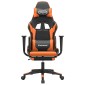 vidaXL Καρέκλα Gaming Μασάζ Υποπόδιο Μαύρο Πορτοκαλί Συνθετικό Δέρμα