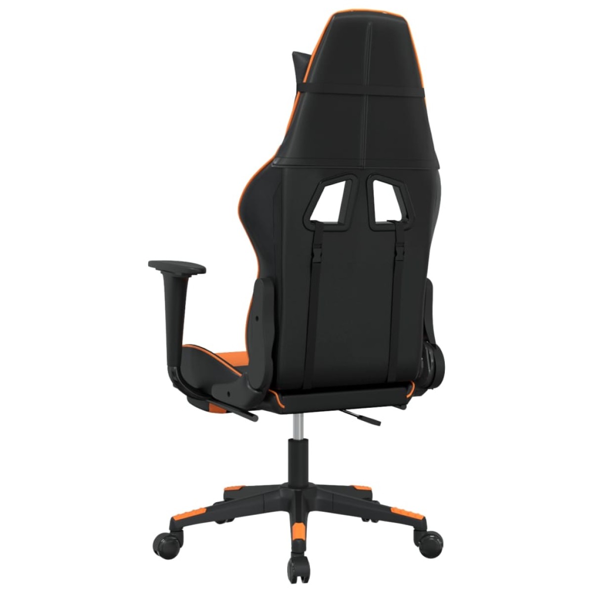 vidaXL Καρέκλα Gaming Μασάζ Υποπόδιο Μαύρο Πορτοκαλί Συνθετικό Δέρμα