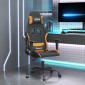 vidaXL Καρέκλα Μασάζ Gaming Μαύρη και Πορτοκαλί Υφασμάτινη