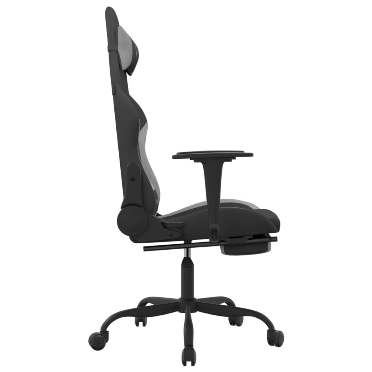 vidaXL Καρέκλα Gaming Μασάζ Υποπόδιο Μαύρη/Αν. Γκρι Ύφασμα με Υποπόδιο