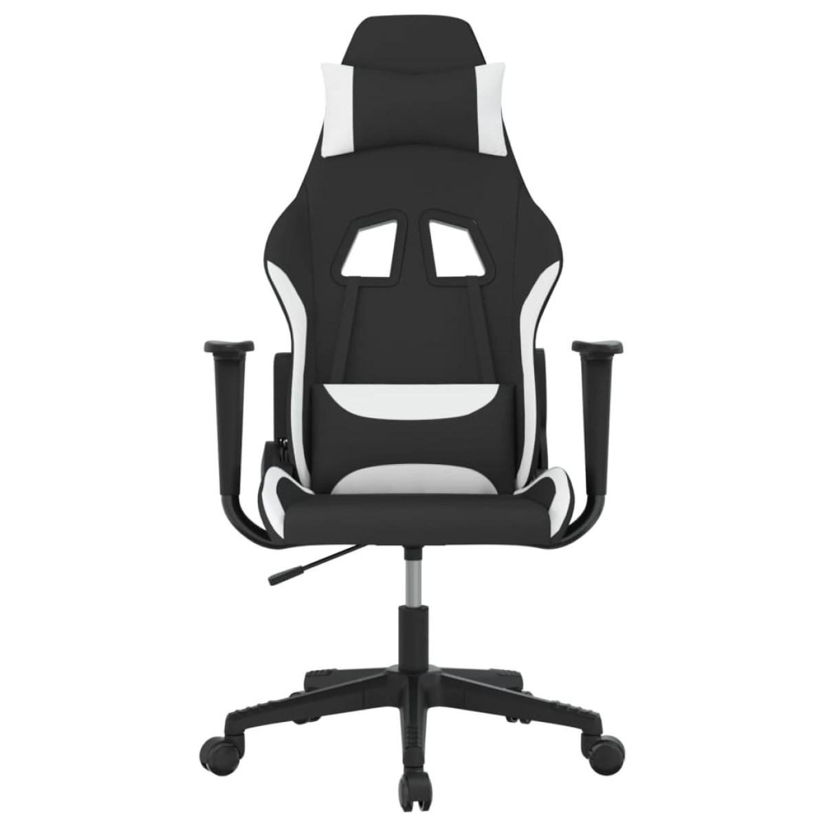 vidaXL Καρέκλα Μασάζ Gaming Μαύρη και Λευκή Υφασμάτινη