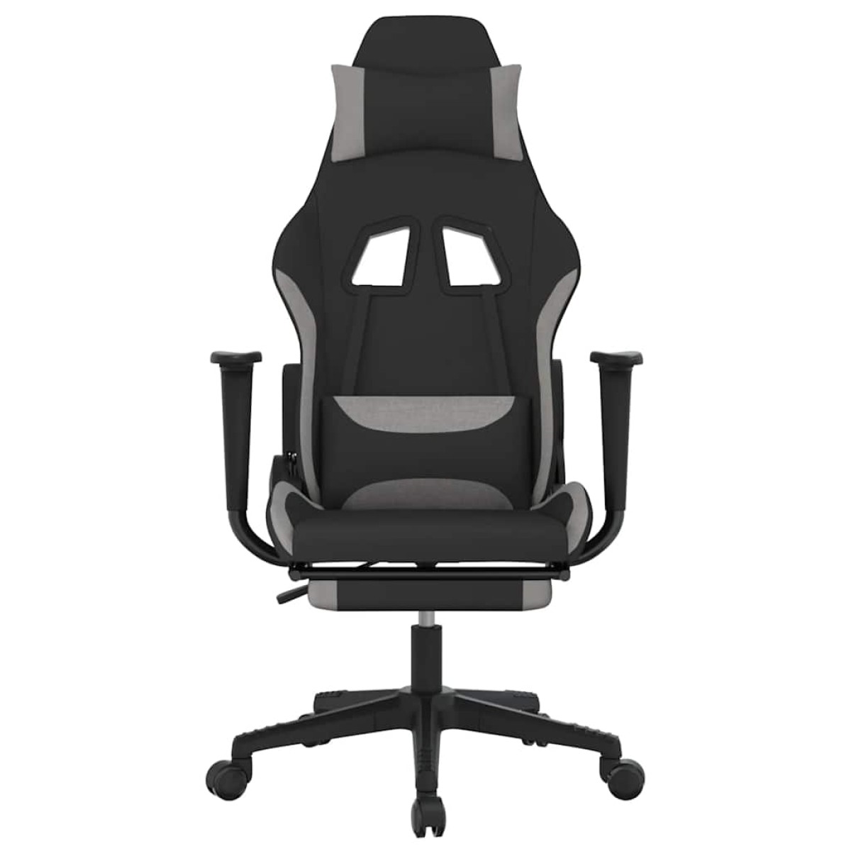 vidaXL Καρέκλα Gaming Μασάζ Υποπόδιο Μαύρη/Αν. Γκρι Ύφασμα με Υποπόδιο