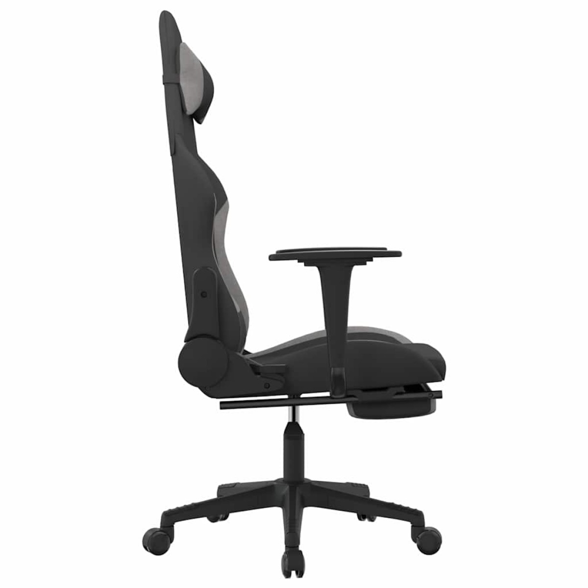 vidaXL Καρέκλα Gaming Μασάζ Υποπόδιο Μαύρη/Αν. Γκρι Ύφασμα με Υποπόδιο
