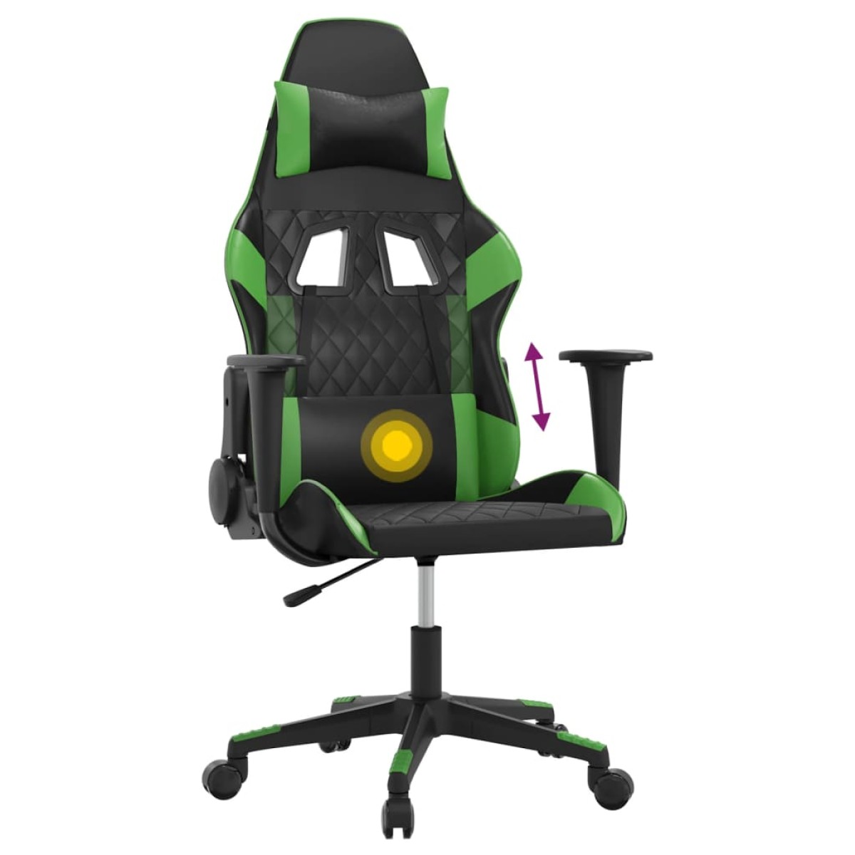 vidaXL Καρέκλα Gaming Μασάζ Μαύρο/Πράσινο από Συνθετικό Δέρμα