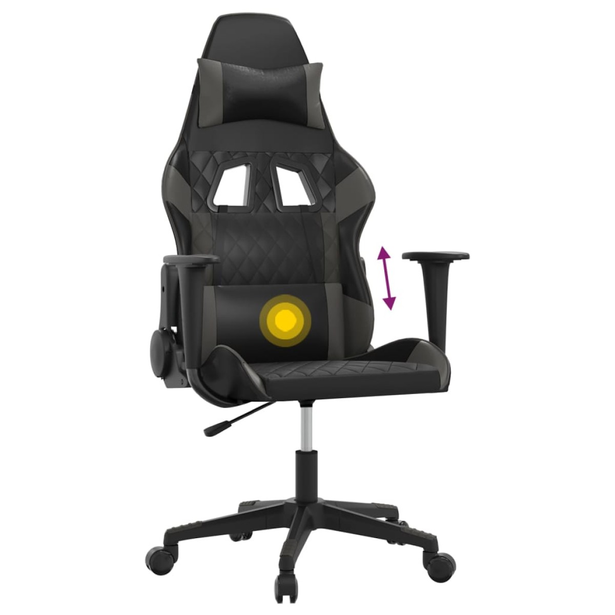 vidaXL Καρέκλα Gaming Μασάζ Μαύρο/Γκρι από Συνθετικό Δέρμα