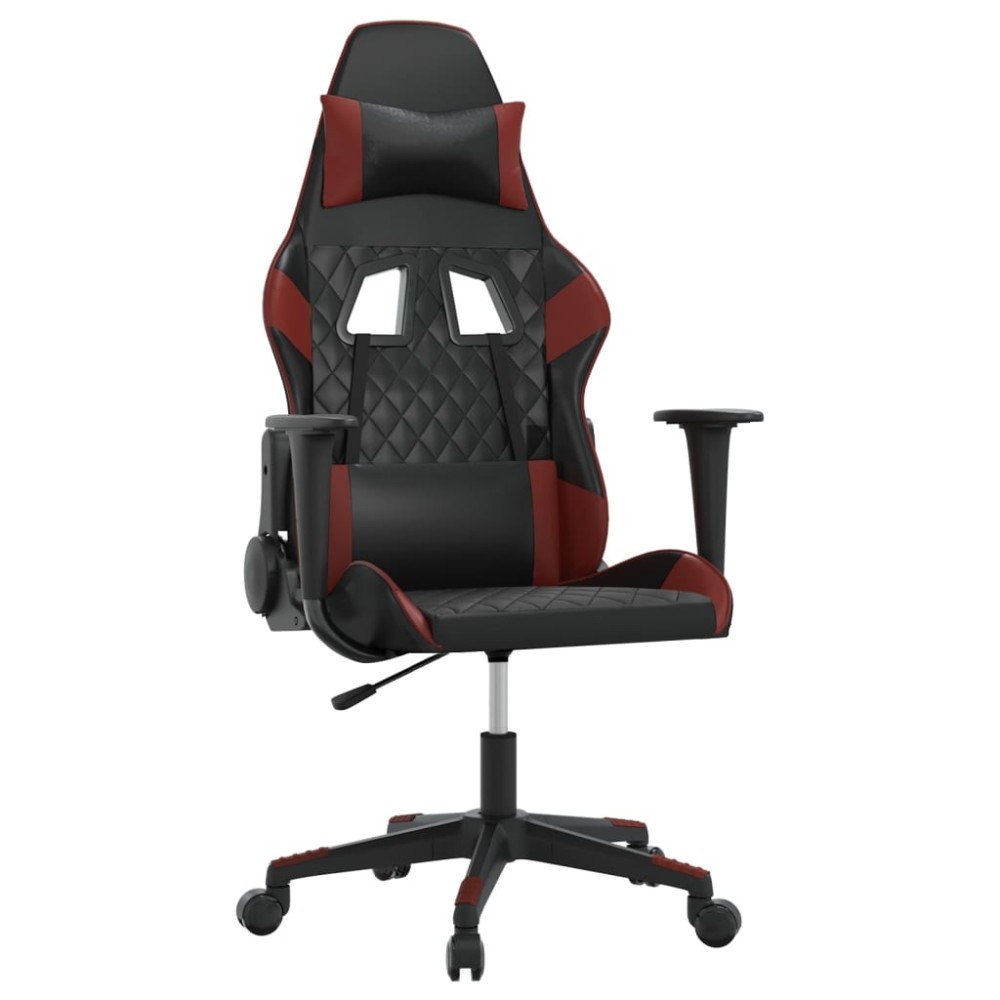 vidaXL Καρέκλα Gaming Μασάζ Μαύρο/μπορντό από Συνθετικό Δέρμα