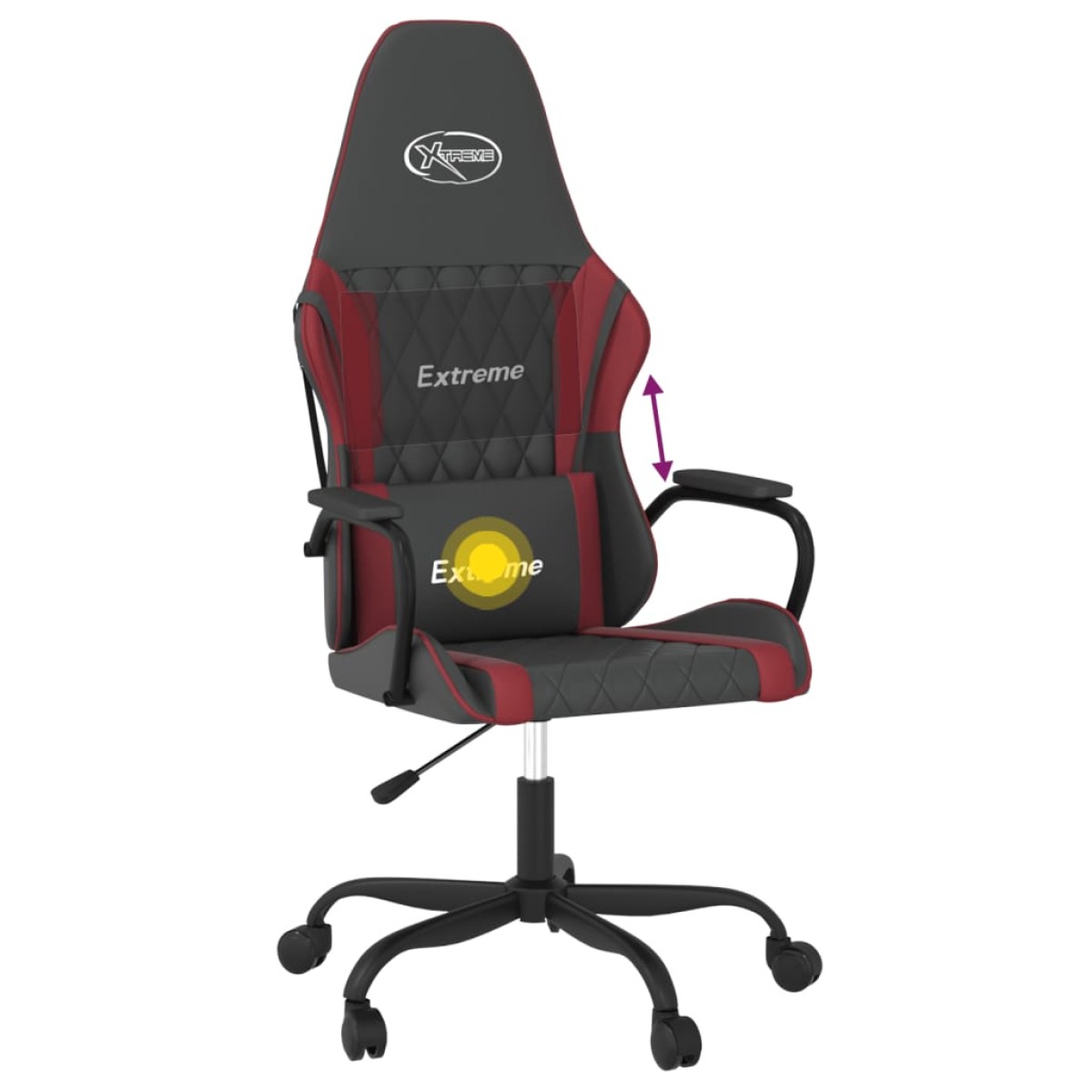 vidaXL Καρέκλα Gaming Μασάζ Μαύρο/μπορντό από Συνθετικό Δέρμα